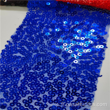 tulle luxe 3 mm paillettes robe nuptiale en dentelle tissu en maille personnalisée tissu de paillettes bleues pour robe de mariée